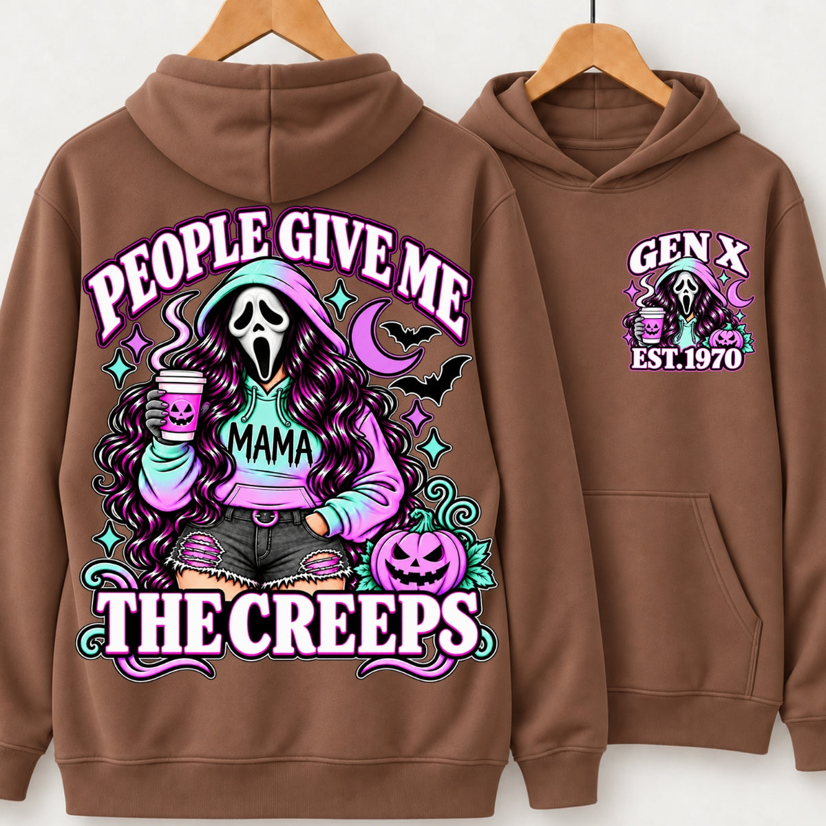 Gen X People Give Me the Creeps Halloween Ghostface Mama Custom Birth Year Sweatshirts