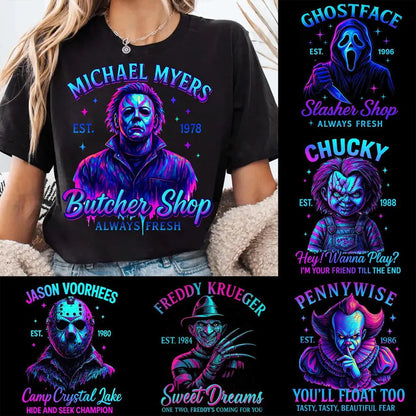 Halloween Neon Horror Killers Shirts