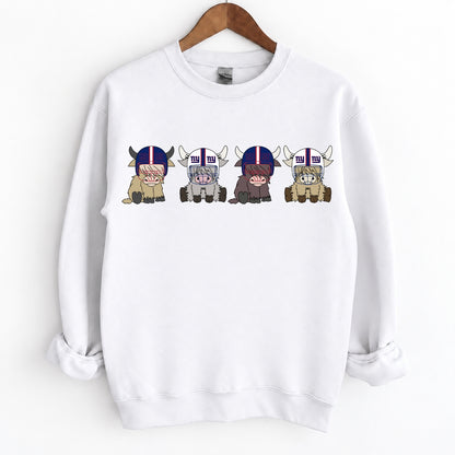 Buffalo Highland Cow Football Crewneck Unisex Sweatshirt