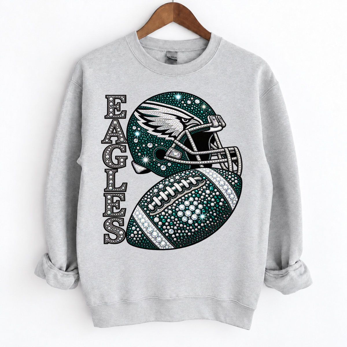 Personalized Football Team Bling Helmet And Ball Sweatshirt