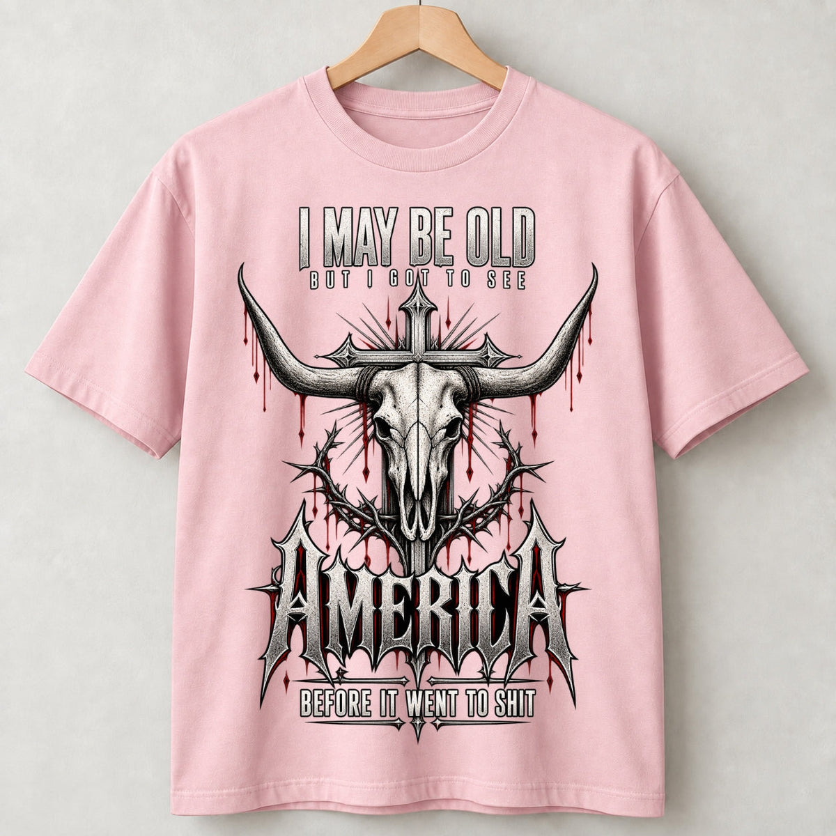 I May Be Old But I Got to See America Bull Skull T-Shirt