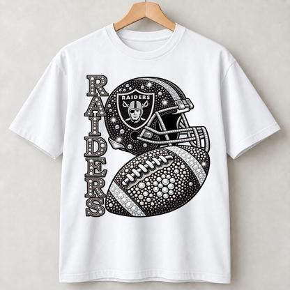Personalized Football Team Bling Helmet And Ball Graphic T-shirt