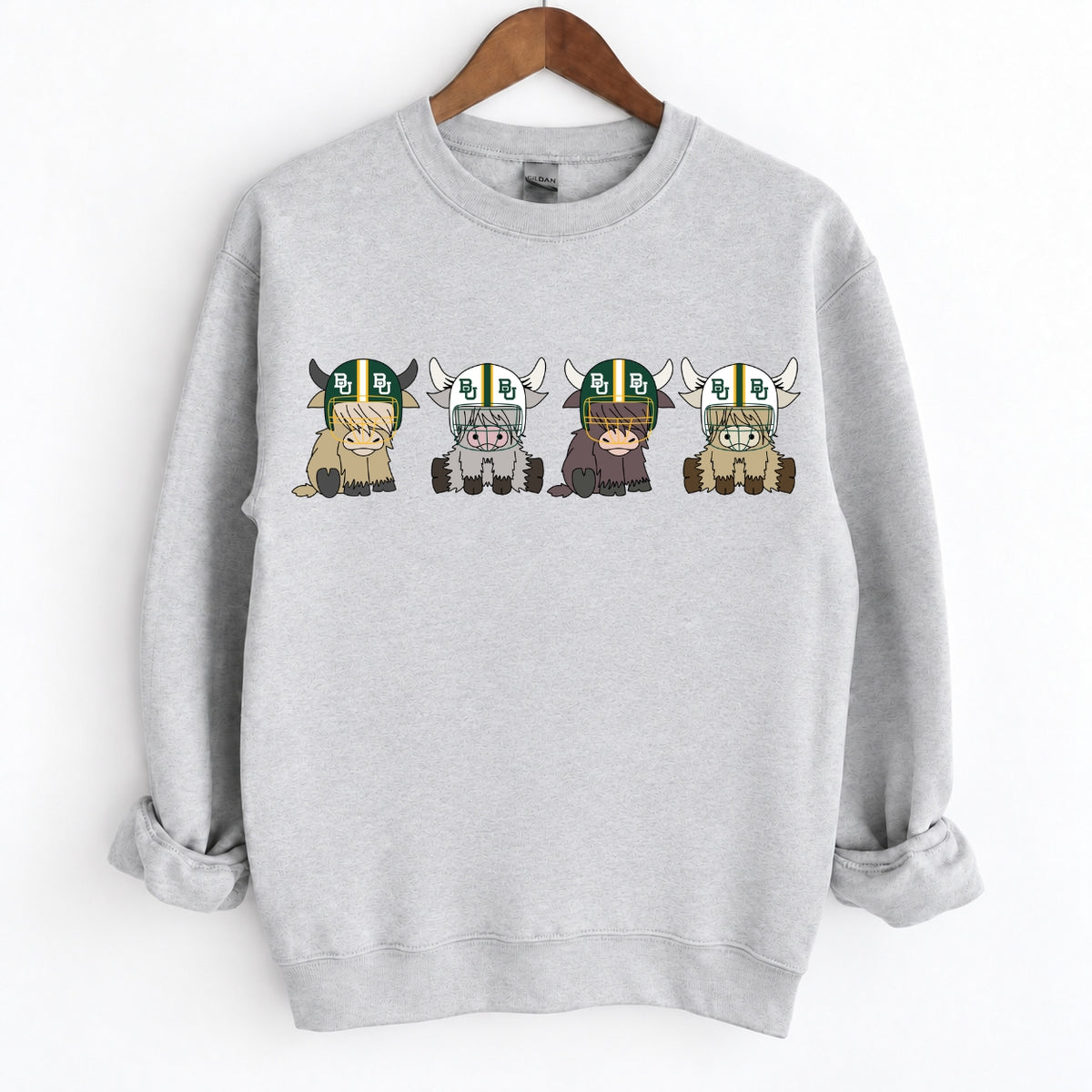 Buffalo Highland Cow Football Crewneck Unisex Sweatshirt