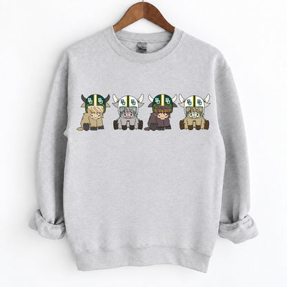 Buffalo Highland Cow Football Crewneck Unisex Sweatshirt