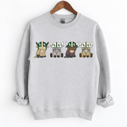 Buffalo Highland Cow Football Crewneck Unisex Sweatshirt