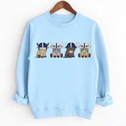 Buffalo Highland Cow Football Crewneck Unisex Sweatshirt