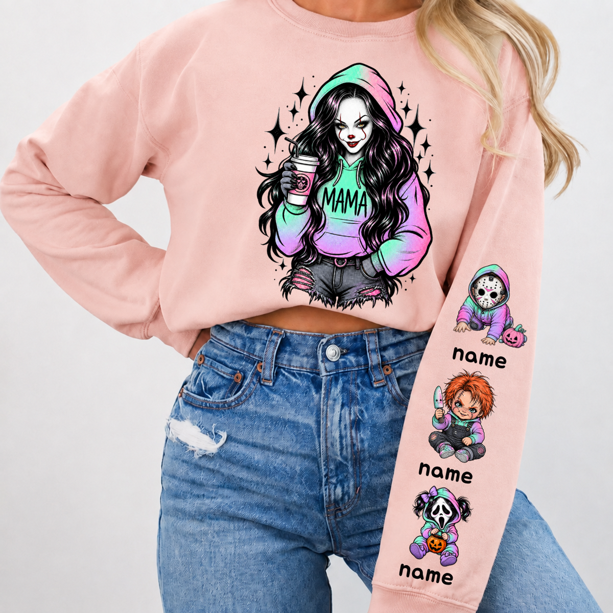 Custom PennyWise Mama Sweatshirt with Kids Name