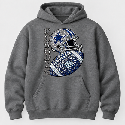 Personalized Football Team Bling Helmet And Ball Graphic Sweatshirt