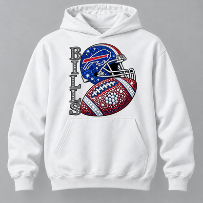Personalized Football Team Bling Helmet And Ball Graphic Sweatshirt