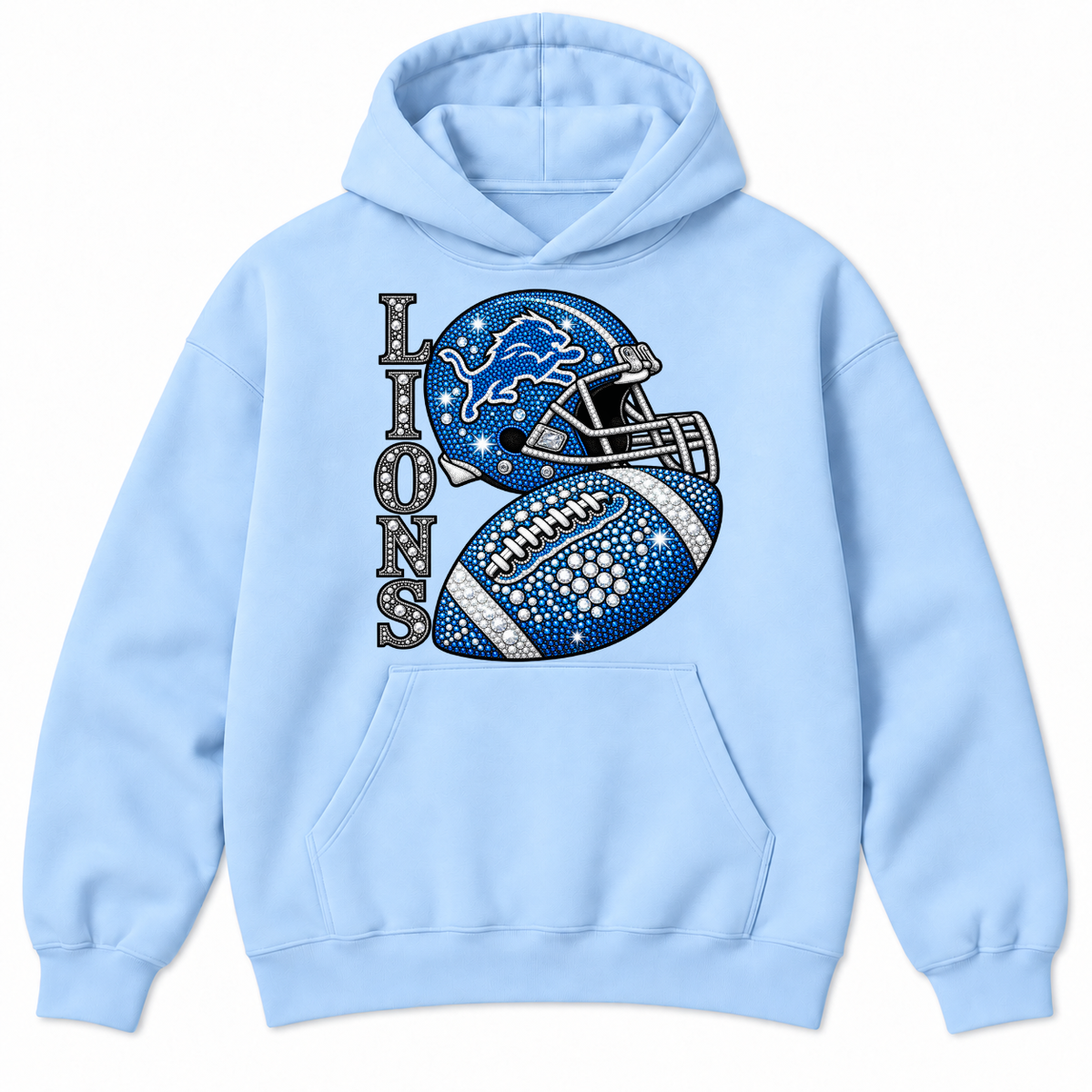 Personalized Football Team Bling Helmet And Ball Graphic Sweatshirt