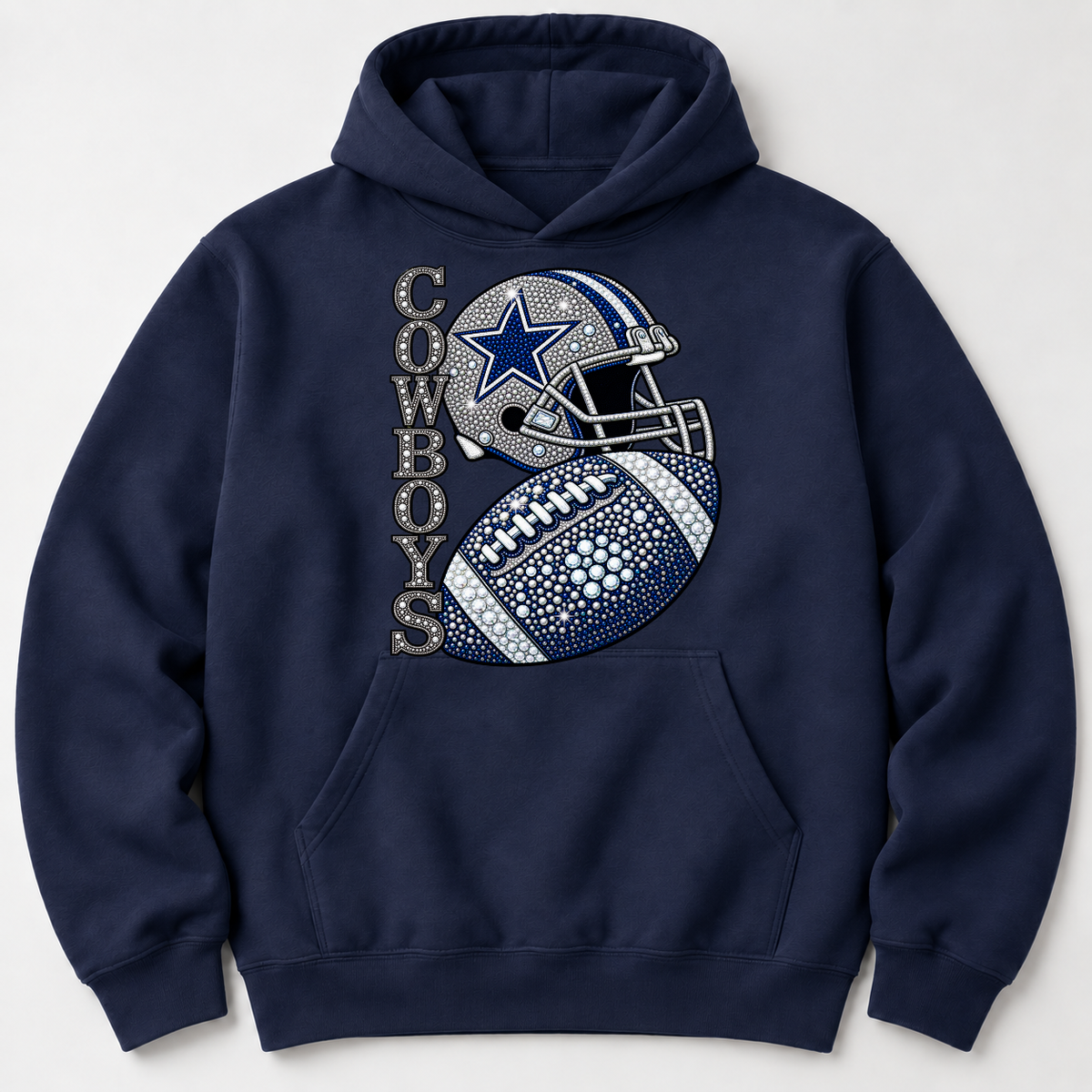 Personalized Football Team Bling Helmet And Ball Graphic Sweatshirt