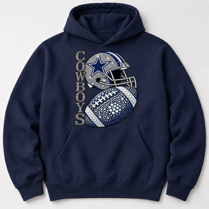 Personalized Football Team Bling Helmet And Ball Graphic Sweatshirt