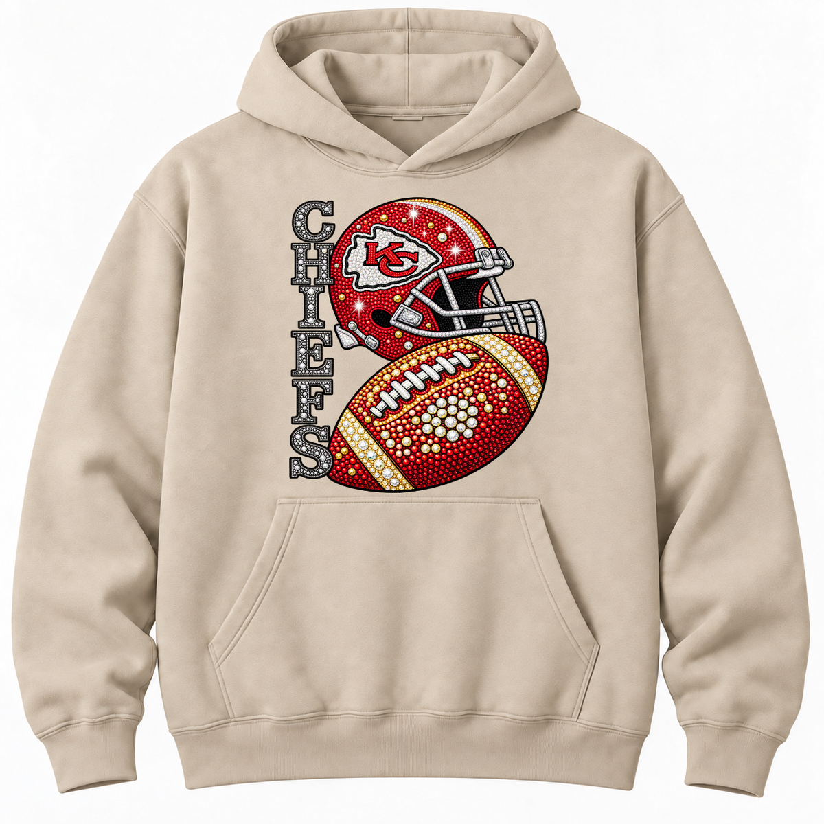 Personalized Football Team Bling Helmet And Ball Graphic Sweatshirt