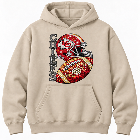 Personalized Football Team Bling Helmet And Ball Graphic Sweatshirt