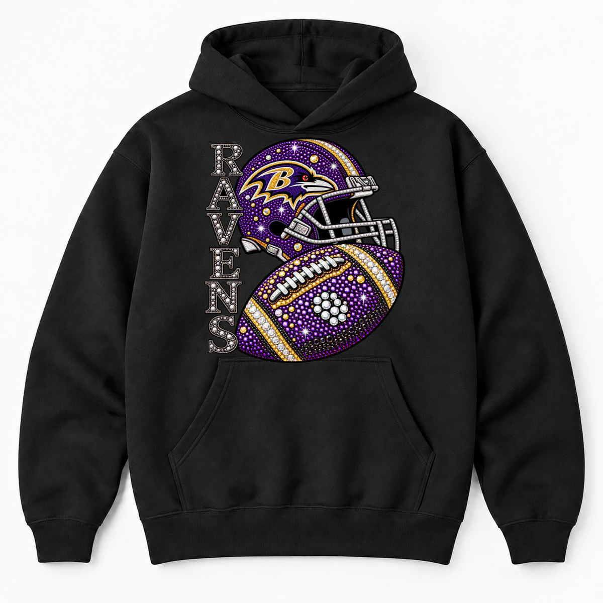 Personalized Football Team Bling Helmet And Ball Graphic Sweatshirt