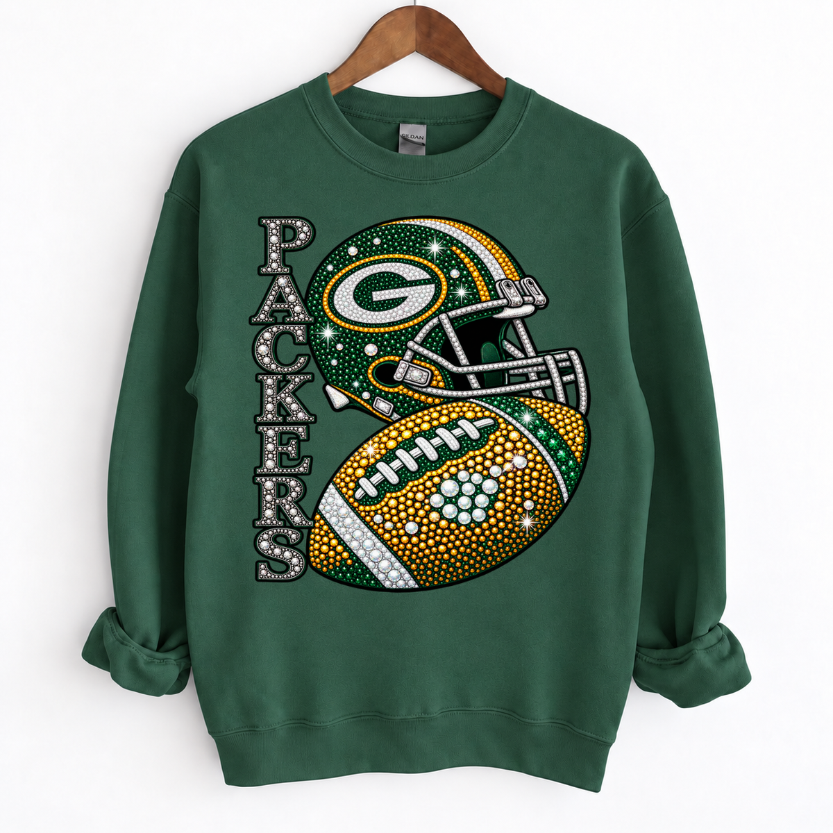 Personalized Football Team Bling Helmet And Ball Sweatshirt