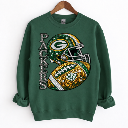 Personalized Football Team Bling Helmet And Ball Sweatshirt