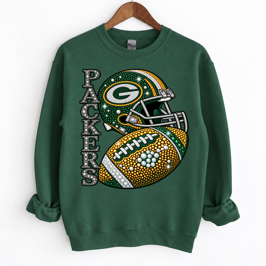Personalized Football Team Bling Helmet And Ball Sweatshirt