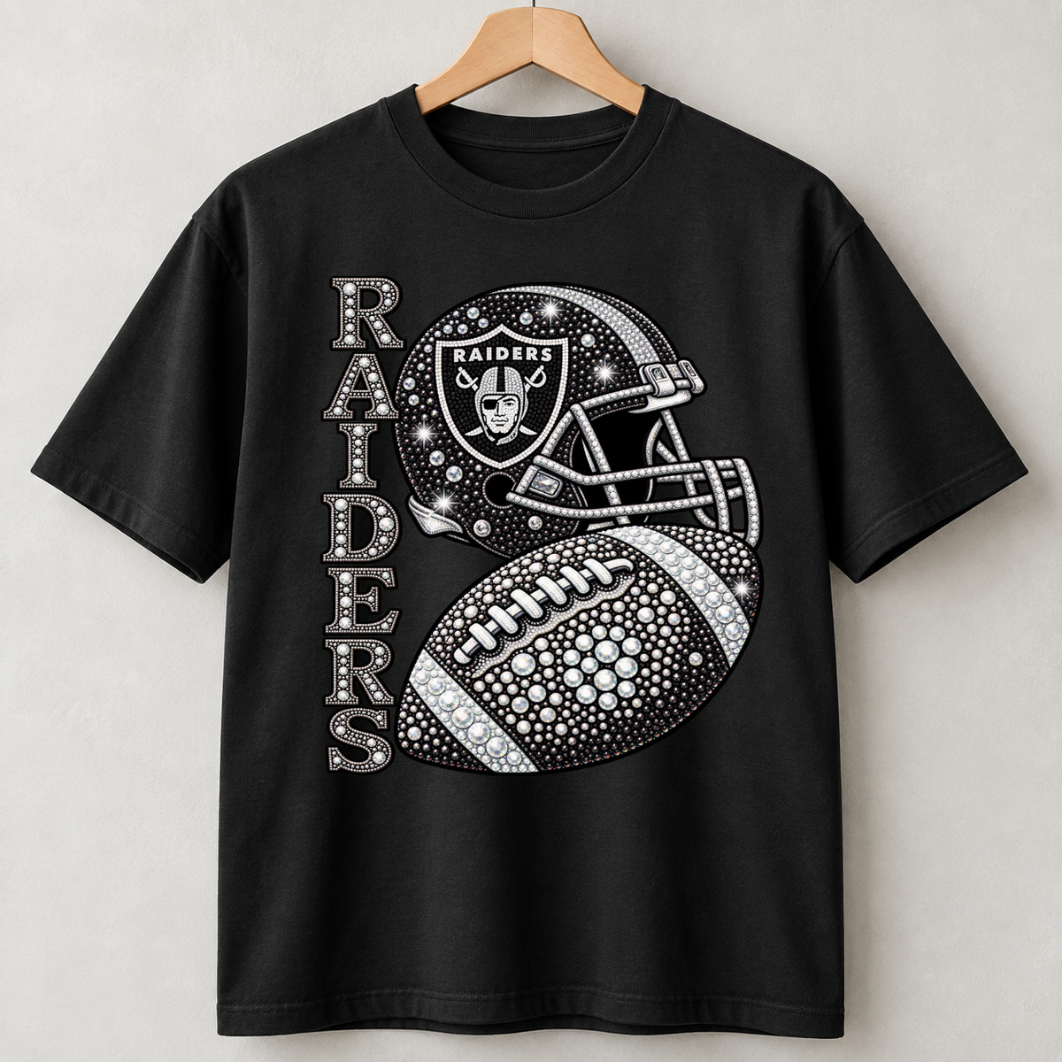 Personalized Football Team Bling Helmet And Ball Graphic T-shirt