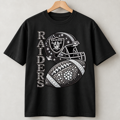 Personalized Football Team Bling Helmet And Ball Graphic T-shirt