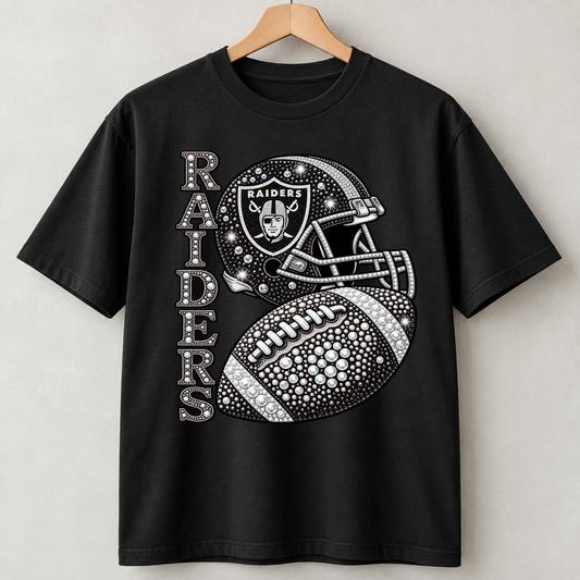 Personalized Football Team Bling Helmet And Ball Graphic T-shirt