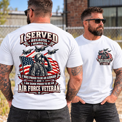 I Served Because I Wanted To AIR FORCE VETERAN EST Shirts