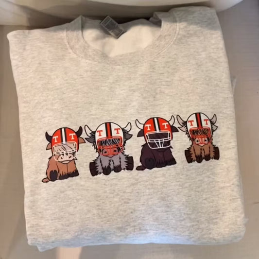 Buffalo Highland Cow Football Crewneck Unisex Sweatshirt