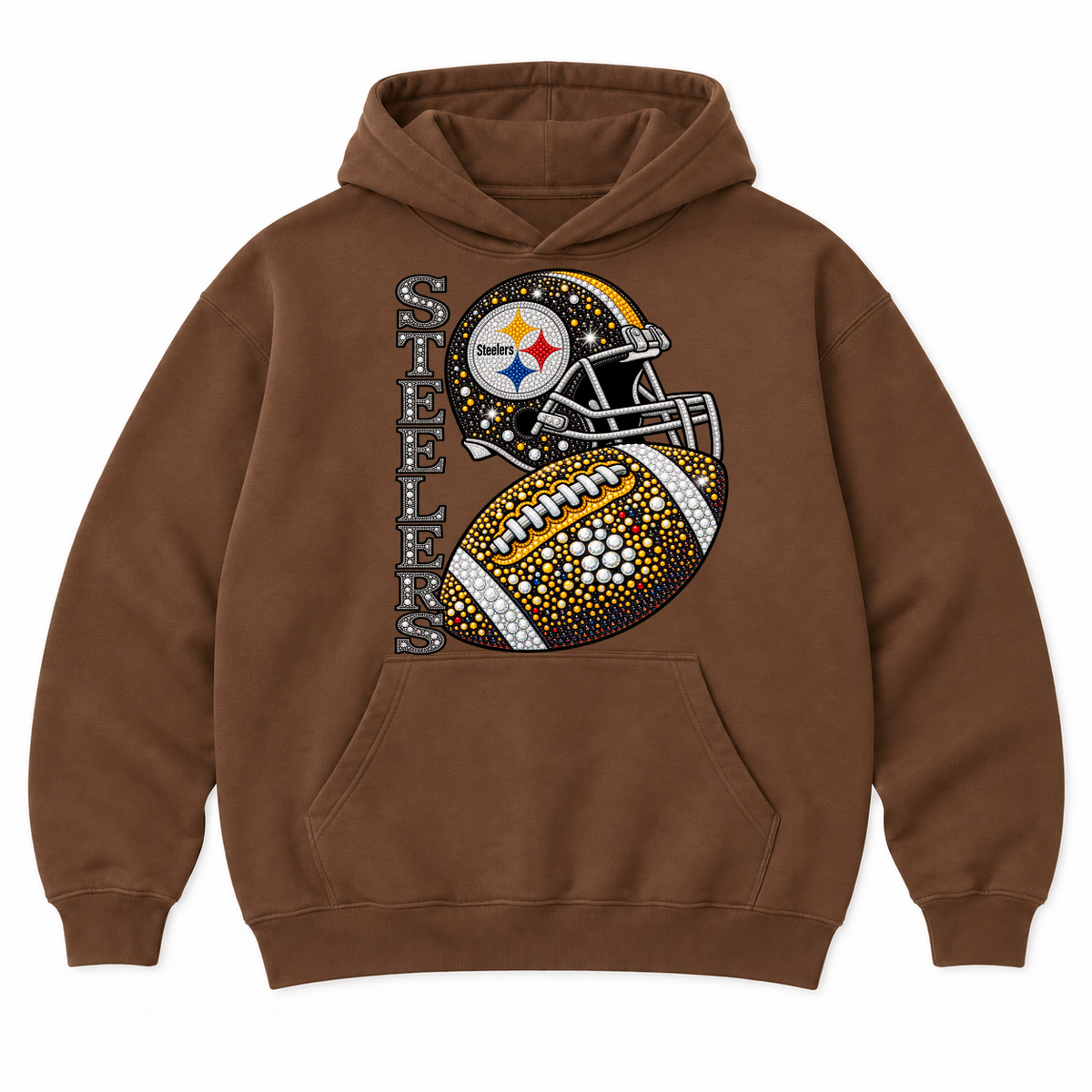 Personalized Football Team Bling Helmet And Ball Graphic Sweatshirt