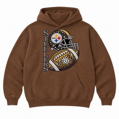 Personalized Football Team Bling Helmet And Ball Graphic Sweatshirt
