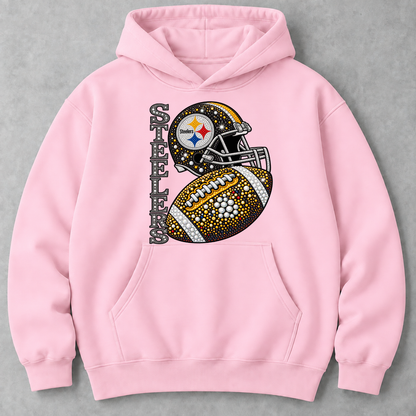 Personalized Football Team Bling Helmet And Ball Graphic Sweatshirt