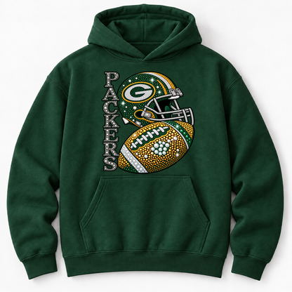 Personalized Football Team Bling Helmet And Ball Graphic Sweatshirt