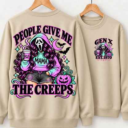Gen X People Give Me the Creeps Halloween Ghostface Mama Custom Birth Year Sweatshirts
