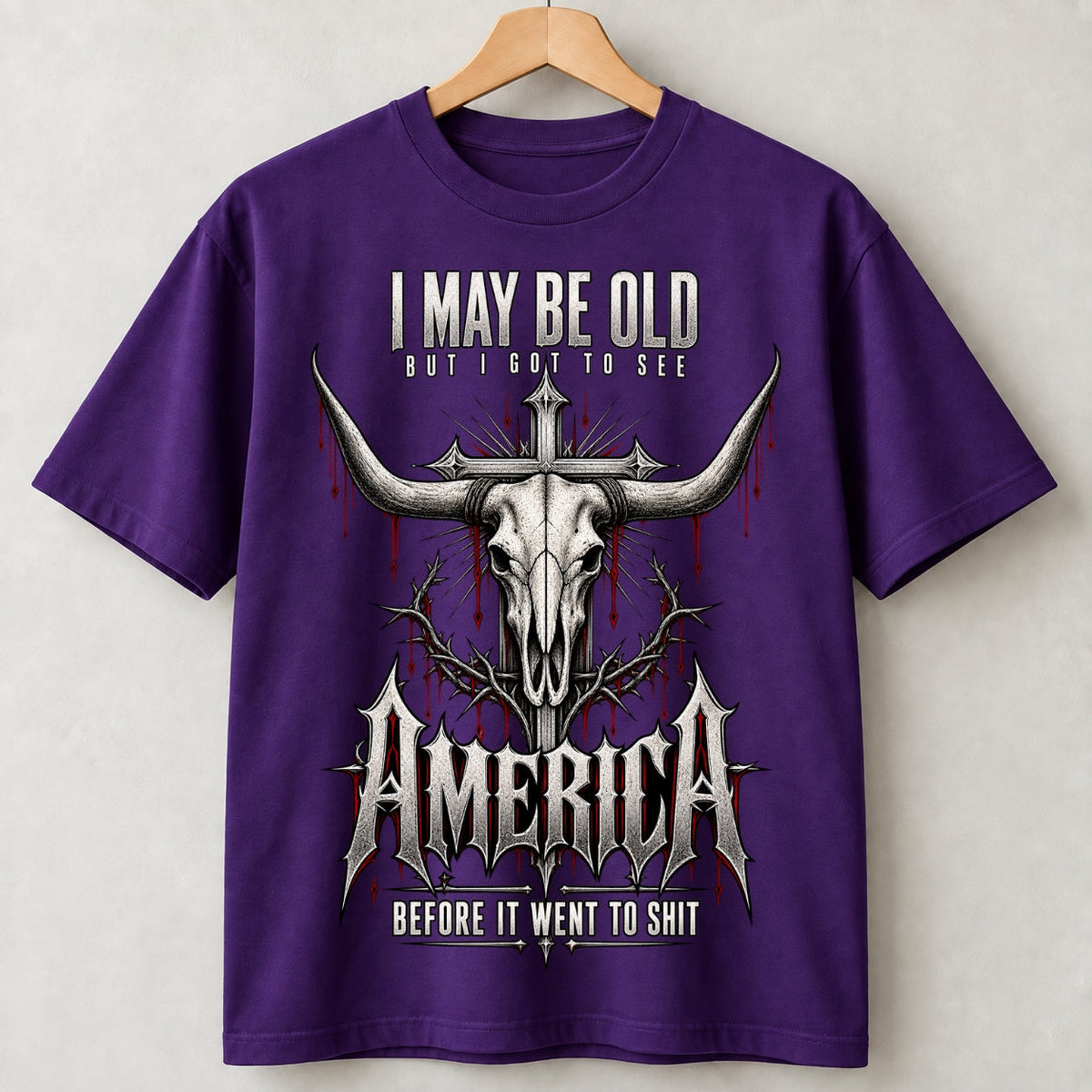 I May Be Old But I Got to See America Bull Skull T-Shirt