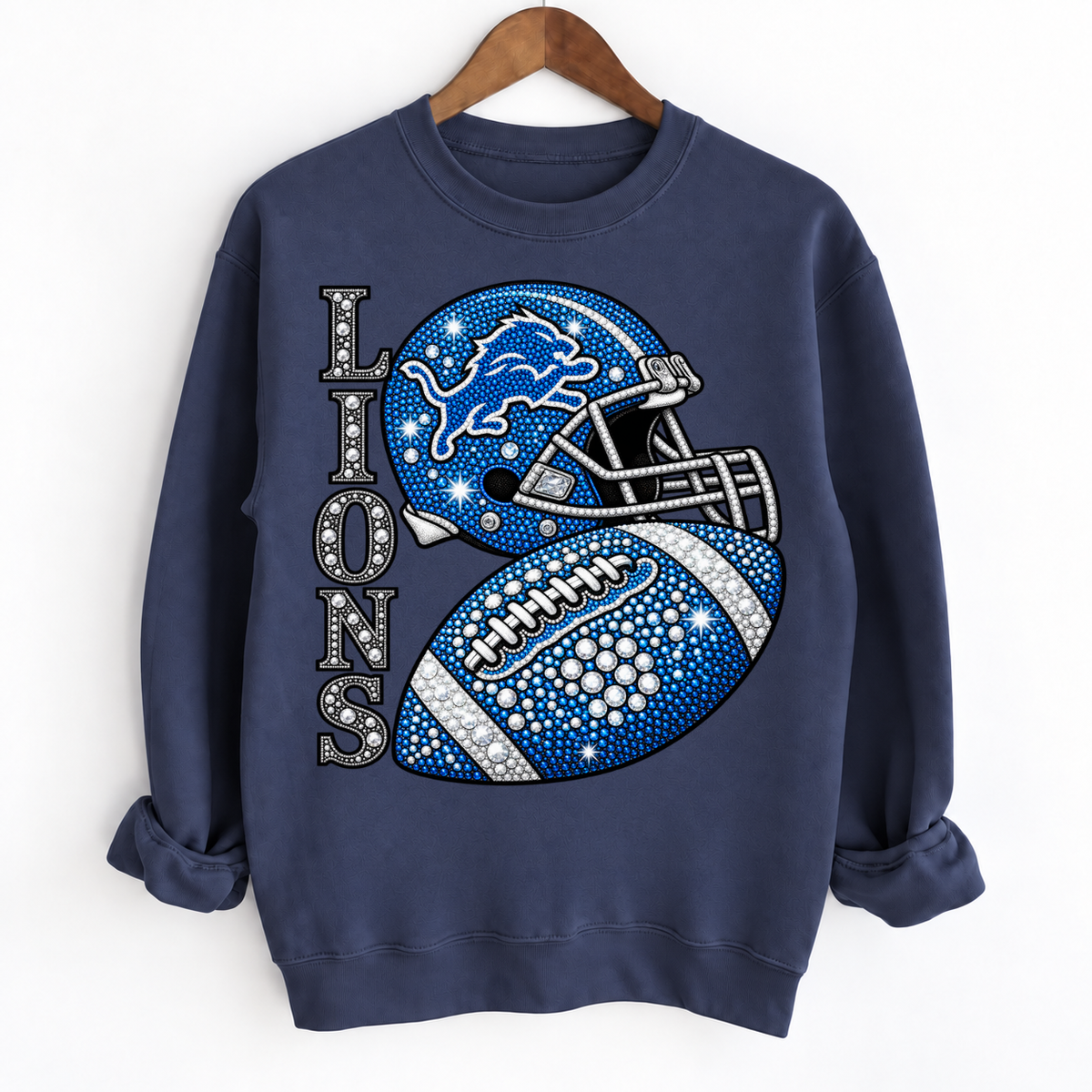 Personalized Football Team Bling Helmet And Ball Sweatshirt