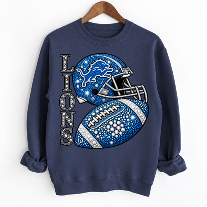 Personalized Football Team Bling Helmet And Ball Sweatshirt