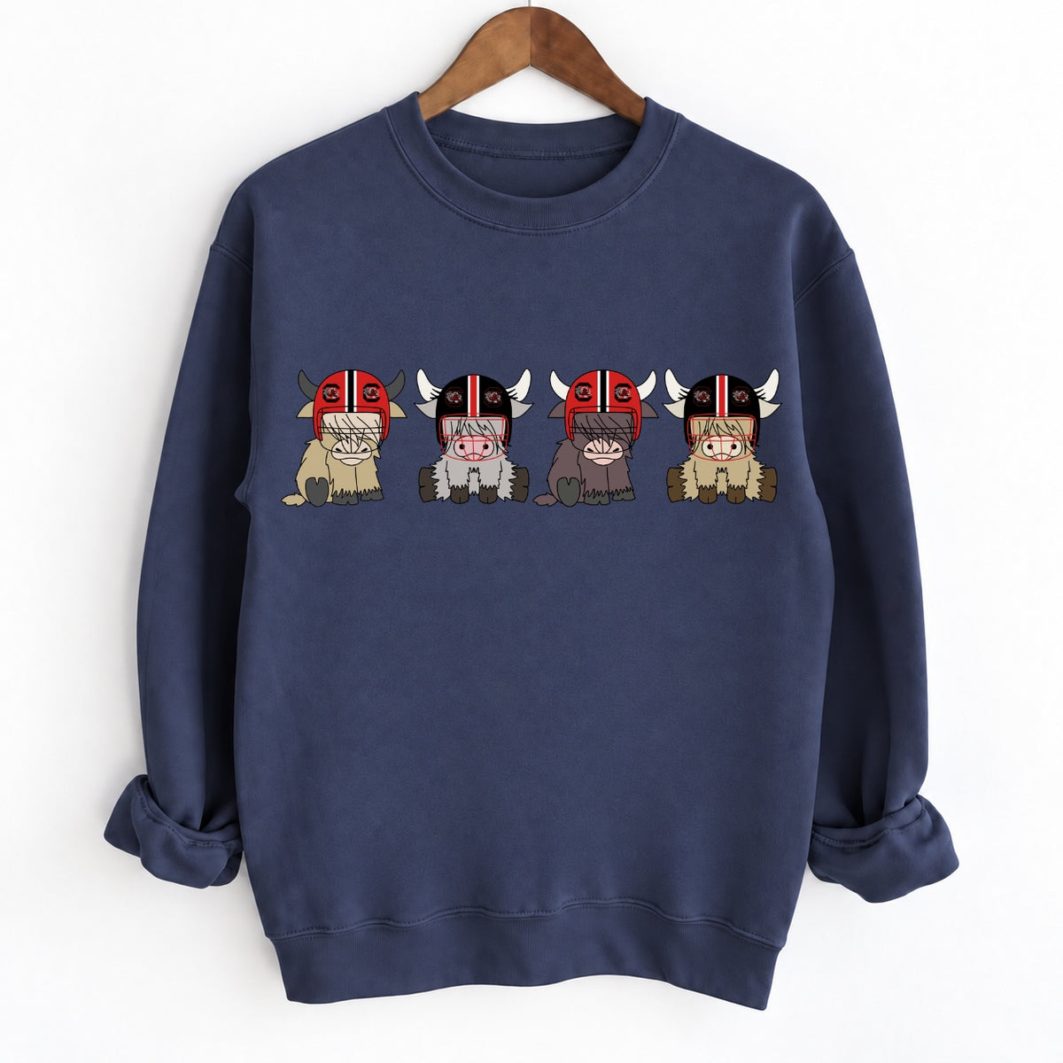 Buffalo Highland Cow Football Crewneck Unisex Sweatshirt