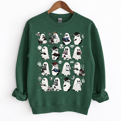 Ghosts Reading Dark Romance Series Books Crewneck