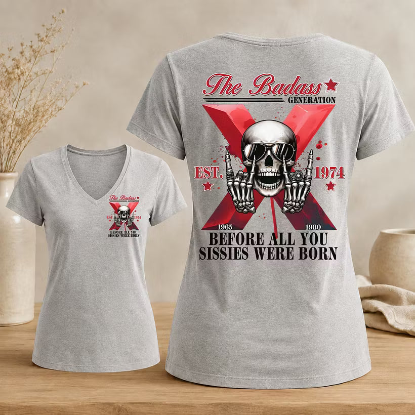 The Badass Generation Custom Year Gen X  Woman's V-neck