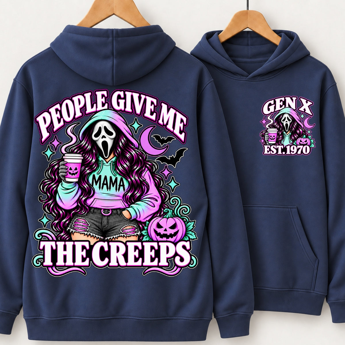 Gen X People Give Me the Creeps Halloween Ghostface Mama Custom Birth Year Sweatshirts