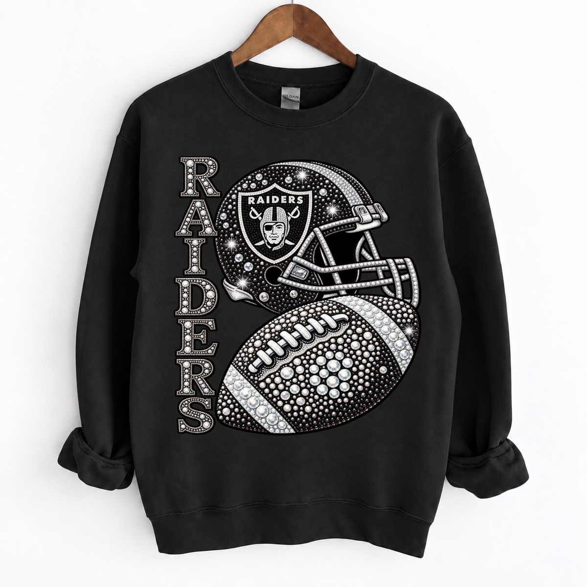 Personalized Football Team Bling Helmet And Ball Sweatshirt