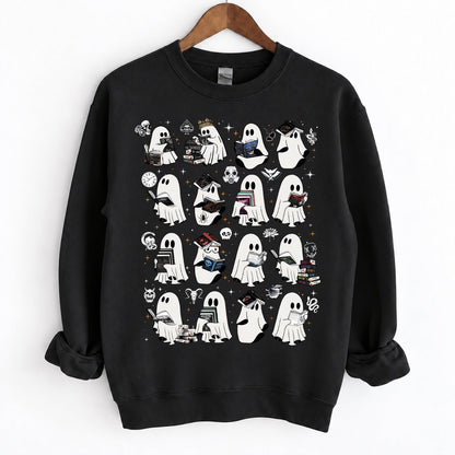 Ghosts Reading Dark Romance Series Books Crewneck