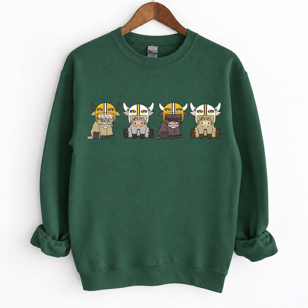Buffalo Highland Cow Football Crewneck Unisex Sweatshirt