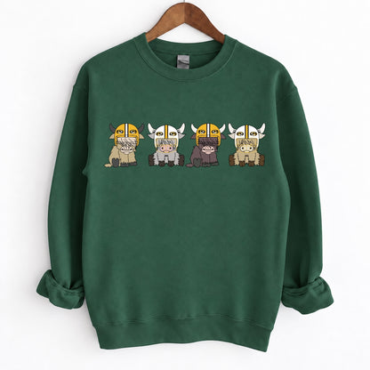 Buffalo Highland Cow Football Crewneck Unisex Sweatshirt