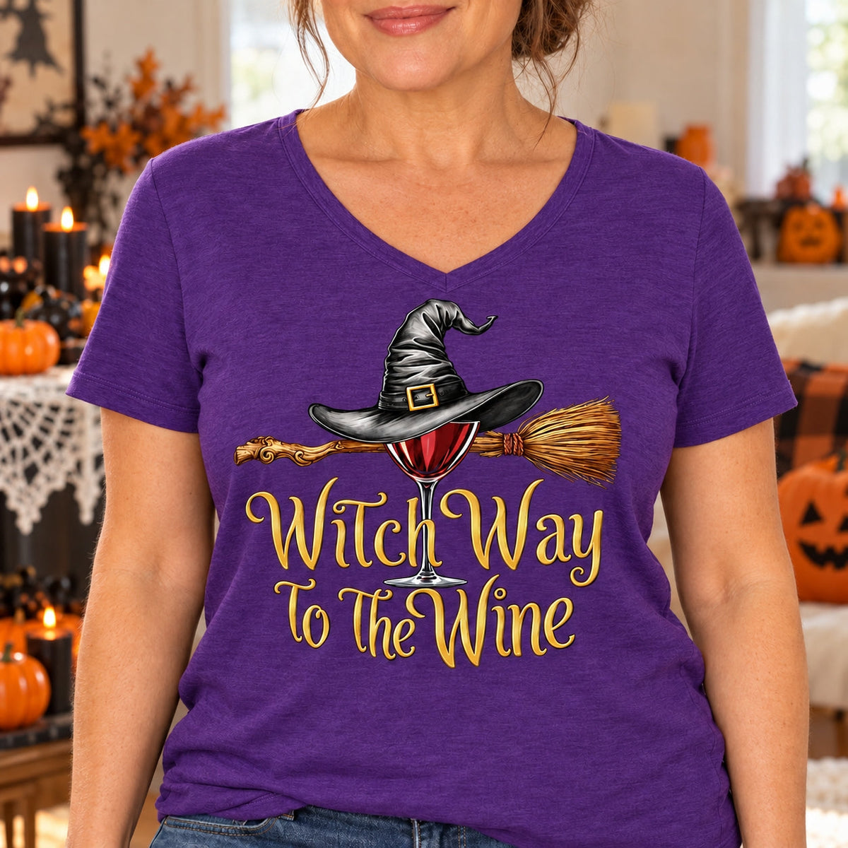 Funny Halloween Wine Lover Witch Way To The Wine Shirts