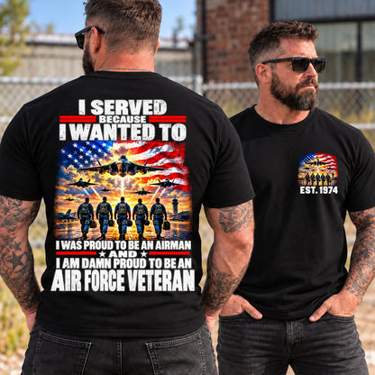 I Served Because I Wanted To AIR FORCE VETERAN EST Shirts