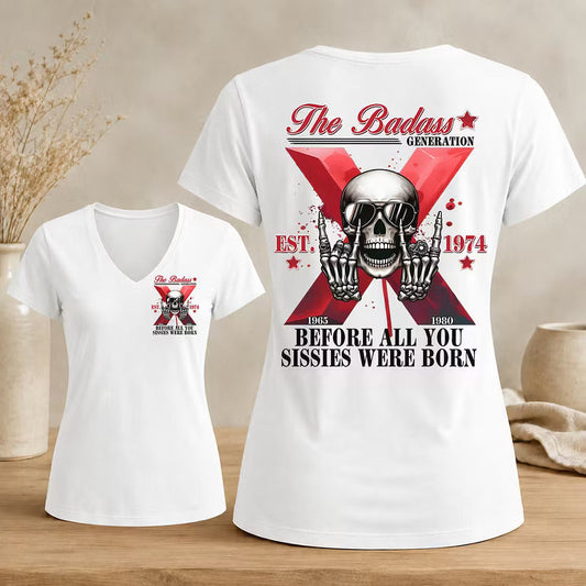 The Badass Generation Custom Year Gen X  Woman's V-neck