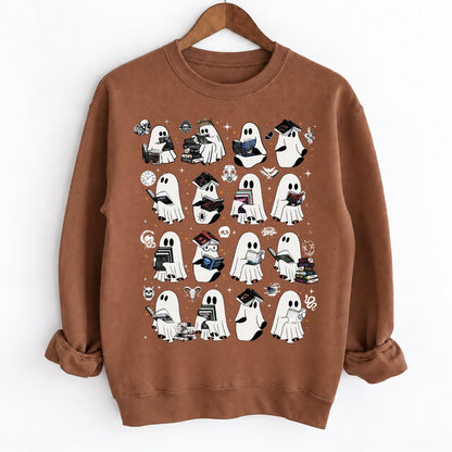Ghosts Reading Dark Romance Series Books Crewneck