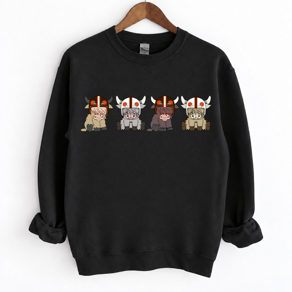 Buffalo Highland Cow Football Crewneck Unisex Sweatshirt