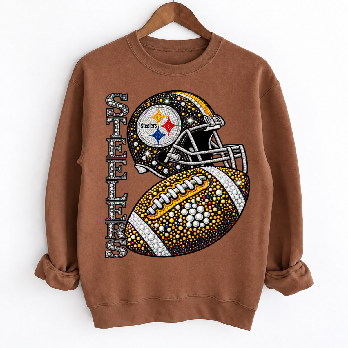 Personalized Football Team Bling Helmet And Ball Sweatshirt