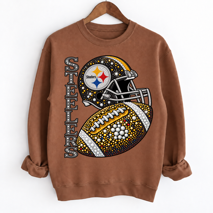 Personalized Football Team Bling Helmet And Ball Sweatshirt